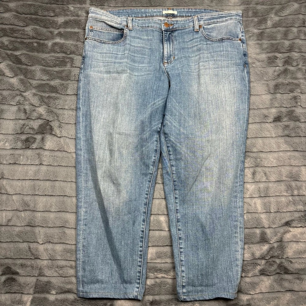 Eileen Fisher Womens Light Wash Cotton Stretch Straight Leg Jeans Size 16